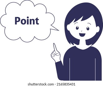 Vector illustration material of a woman explaining the points (
monochromatic)