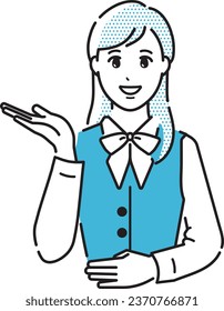 Vector illustration material of a woman explaining with a smile