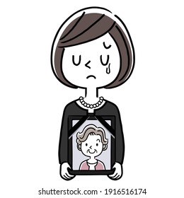Vector Illustration Material: Woman in mourning, with a ghost