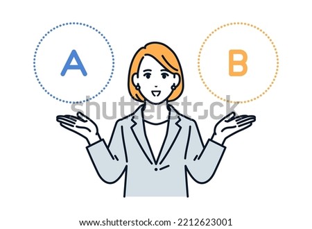 Vector illustration material of a woman in a suit proposing a plan