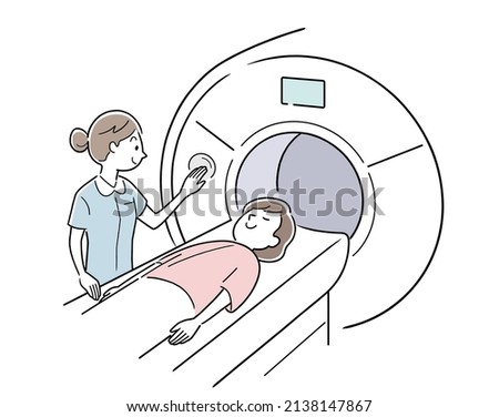 Vector illustration material: Woman undergoing MRI examination