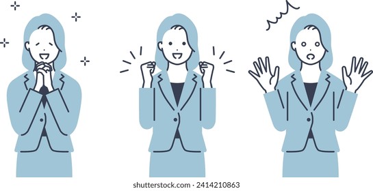 Vector illustration material of a woman wearing a suit