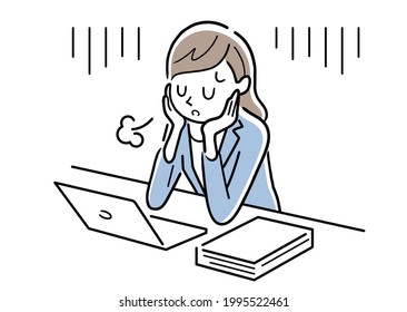 Vector Illustration Material: A woman who is not motivated to work