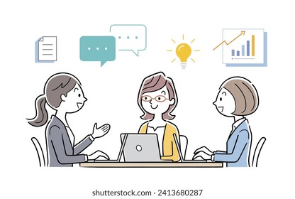 Material de ilustración del vector: Mujeres celebrando una reunión de trabajo