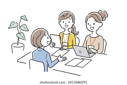 Vector illustration material: Women having a work meeting