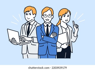 Vector illustration material of working boss and subordinate