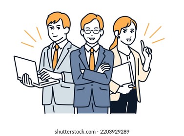 Vector illustration material of working boss and subordinate