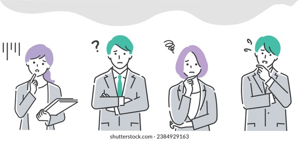 Vector illustration material of a worried business person. Upper body.