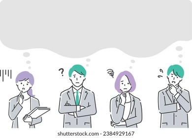 Vector illustration material of a worried business person. Upper body.