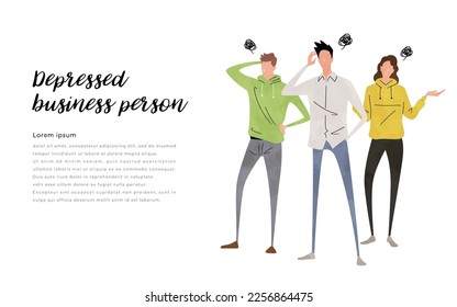 Vector illustration material: worried people, troubled people