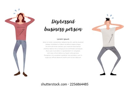 Vector illustration material: Worried, troubled people