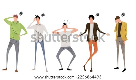 Vector illustration material: worried, troubled women, person set
