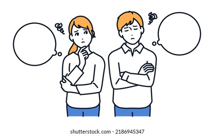 Vector illustration material of a worried young couple