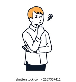 Material de ilustración vectorial de un joven preocupado
