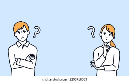 Vector illustration material of a worried young couple