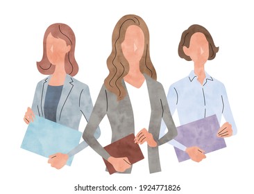 Vector Illustration Material: Young Business Women, Business Scene