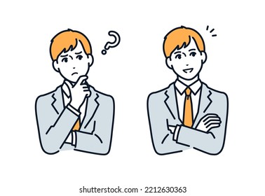 Vector illustration material of a young businessman who solved his troubles