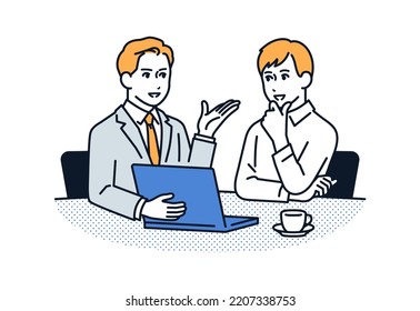 Vector illustration material of a young man consulting a businessman