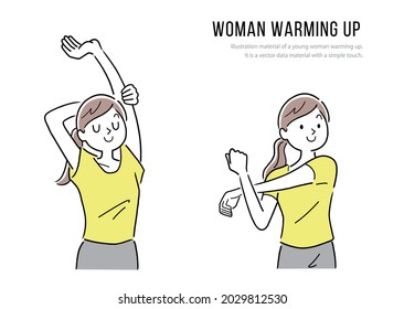 Vector Illustration Material: Young Woman Doing Flexible Upper Body Exercise