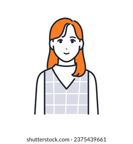 Vector illustration material of young woman simple avatar icon