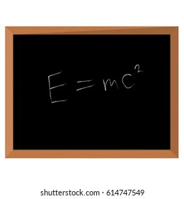 Vector illustration math geometry formulas. Mathematics on black chalkboard. Emc2