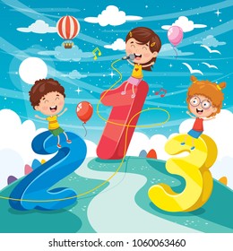 Vector Illustration Of Math Kids