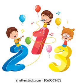 Vector Illustration Of Math Kids