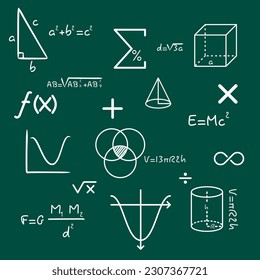 ilustración vectorial con símbolos matemáticos para color de fondo blanco y verde