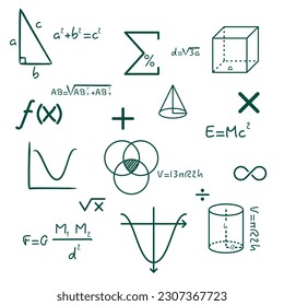 vector illustration with math signs symbols for background white and green color