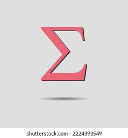 Vector illustration of the mathematical symbol called summation, calculation, exact sciences, education.