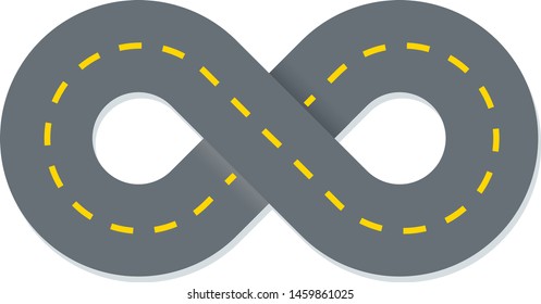 Vector illustration. Mathematical symbol of infinite with traffic road illustration.