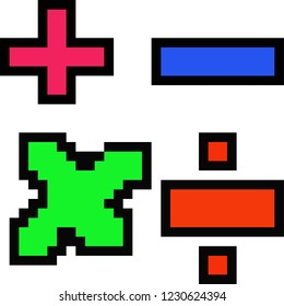 vector illustration of Mathematical symbol in pixel style