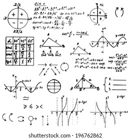 Vector illustration of mathematics doodle background.