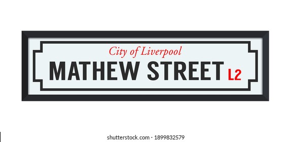 Vector illustration of the Mathew Street City of Liverpool road sign