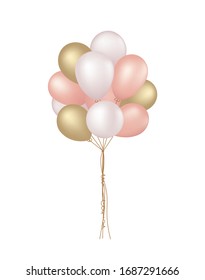 Vector Illustration of matte pink balloons isolated on white background.