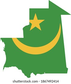 vector illustration of Mauritania map and flag