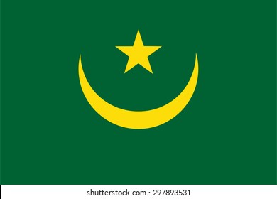 Vector illustration of mauritania. Rectangular national flag of mauritania. Mauritanian flag