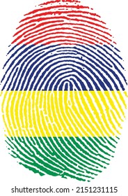 Ilustración vectorial de la bandera de Mauricio en forma de huella dactilar