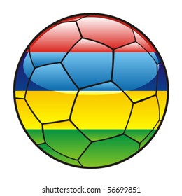 vector illustration of Mauritius flag on soccer ball