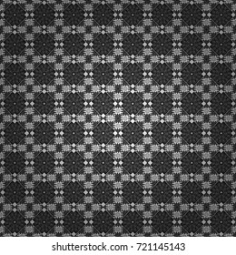 Vector illustration. Maximal element tiles geometric seamless pattern in gray, white and black colors. Seamless background.