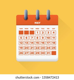 Vector illustration. May month for 2019 Calendar