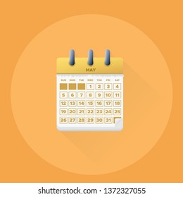 Vector illustration. May month for 2019 Calendar