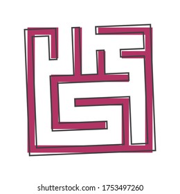 Ilustración vectorial de un estilo de caricatura del laberinto sobre fondo blanco aislado.