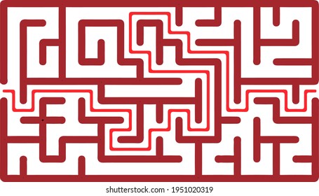 Ilustración vectorial del laberinto del juego de la lógica de la educación del laberinto para los niños. Encuentra bien. Línea negra aislada de laberinto cuadrado sobre fondo blanco. Con la solución. Ilustración vectorial.