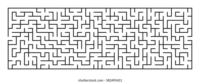 Vector illustration of maze / labyrinth 99. Rectangular labyrinth with entry and exit.