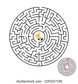 Vector illustration of maze labyrinth with award in flat style.