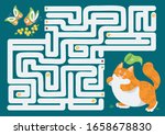 Vector illustration of maze (labyrinth) educational game. Cat maze for children. Animals cartoon. Logical game