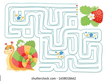Vector illustration of maze (labyrinth) educational game. Animals maze for children. Animals cartoon. Logical game for childrens. Children's cartoon. Game for Preschool