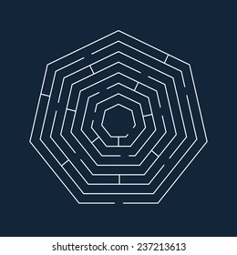 Vector illustration of maze / labyrinth. Isolated on blue background, eps 8.