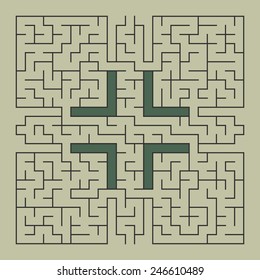 Vector illustration of maze / labyrinth. Isolated on green background, eps 8.